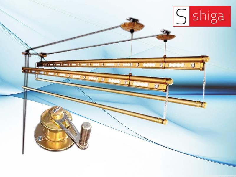 Giàn phơi tay quay 4 thanh Shiga SA-J001 Gold